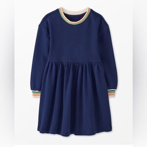Hanna Andersson Blue Dress with Rainbow Trim